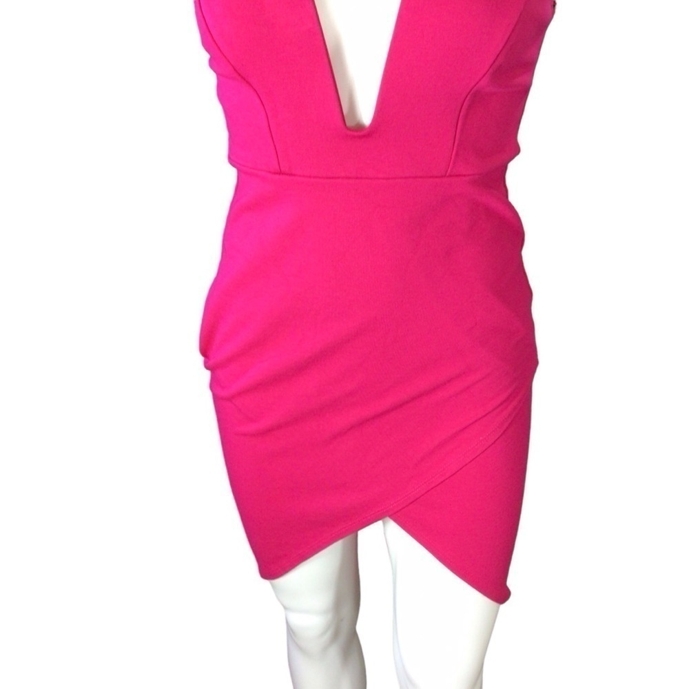 Fashion Nova Hot Pink Barbiecore  Bodycon Dress EUC size small